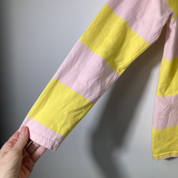 Womens J Crew Cowel Neck Striped Pullover Sweatshirt M Cotton Pink Yellow - Picture 5 of 8
